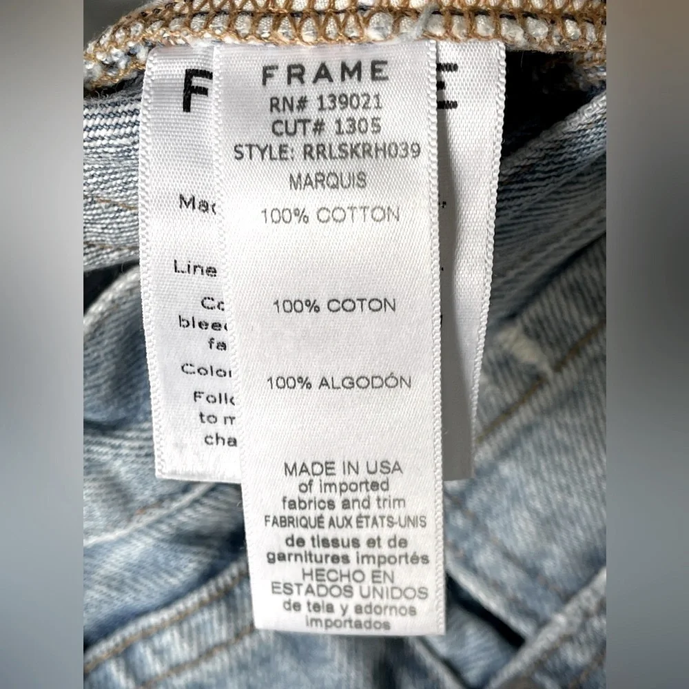 FRAME Le Original Rigid Skinny Jeans | High Rise Distressed Light Wash | Size 24